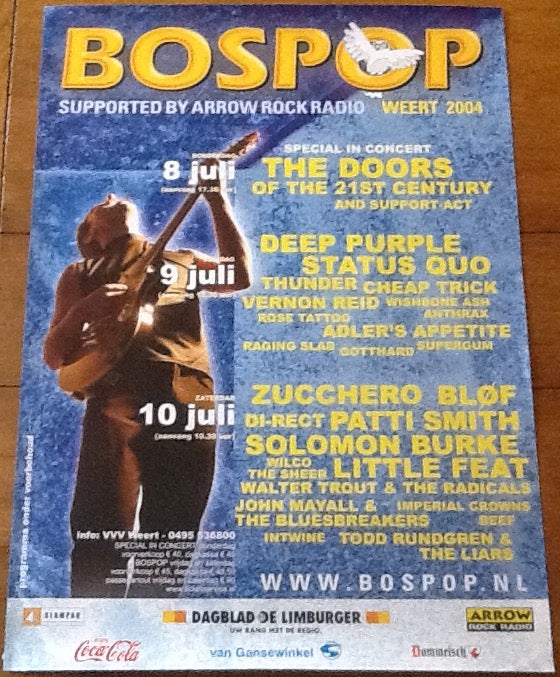 Deep Purple Cheap Trick Patti Smith Original Concert Tour Gig Poster BOSPOP Festival Weert 2004
