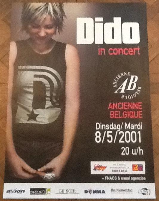 Dido Original Concert Tour Gig Poster Ancienne Belgique Brussels 2001