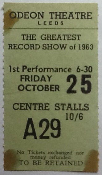 Dion Brook Benton Trini Lopez Original Used Concert Ticket Odeon Theatre Leeds 1963