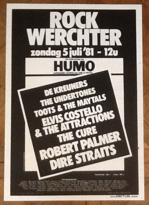 Dire Straits Cure Elvis Costello Undertones Original Concert Poster Werchter 1981