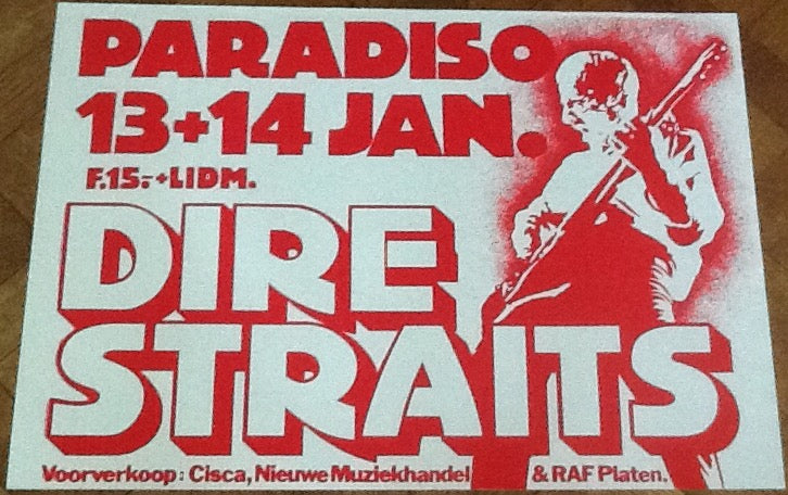 Dire Straits Original Concert Tour Gig Poster Paradiso Club Amsterdam 1981