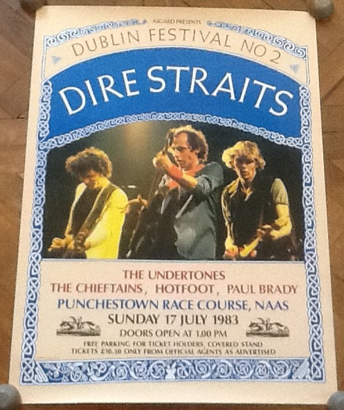 Dire Straits Undertones Original Concert Tour Gig Poster Punchestown Race Course Dublin 1983