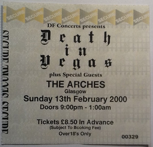 Death in Vegas Original Used Concert Ticket Glasgow 2000