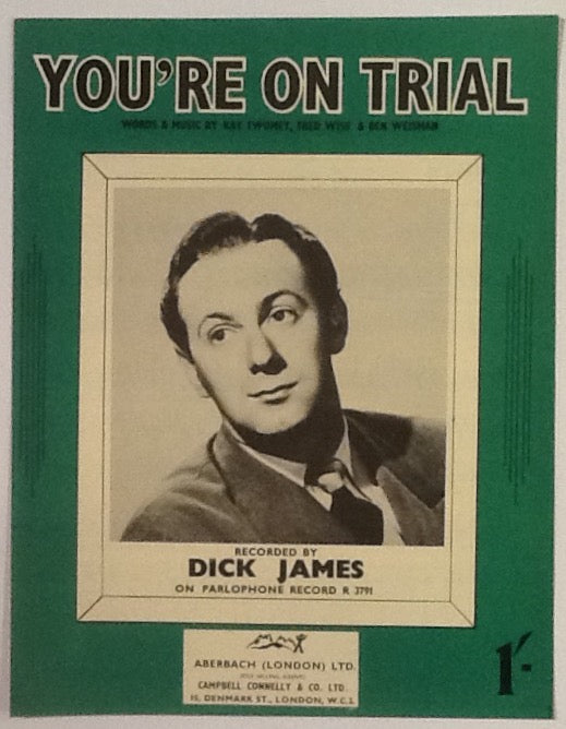 Dick James You're On Trial Original Mint Sheet Music 1953