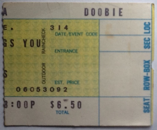 Doobie Brothers Original Used Concert Ticket Long Beach Arena 1974