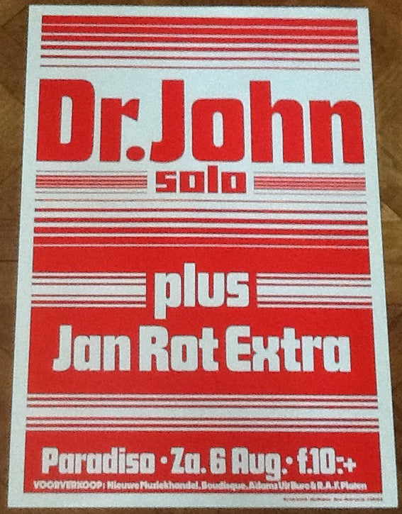 Dr. John Original Concert Tour Gig Poster Paradiso Club Amsterdam 1983