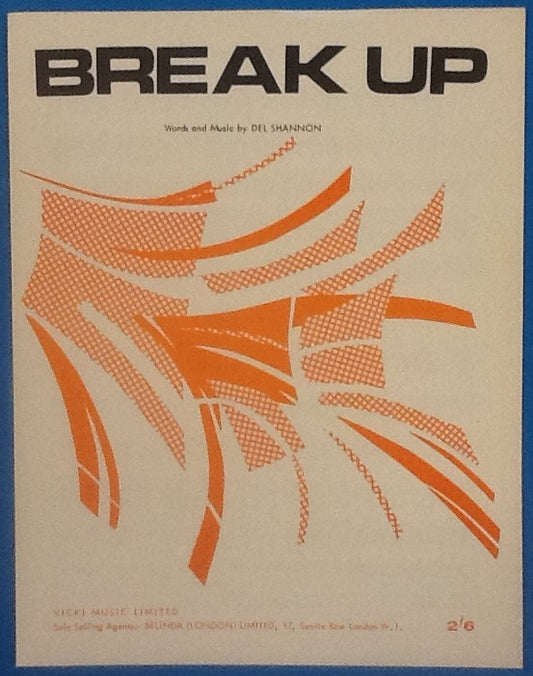 Del Shannon Break Up Original Mint Sheet Music 1965