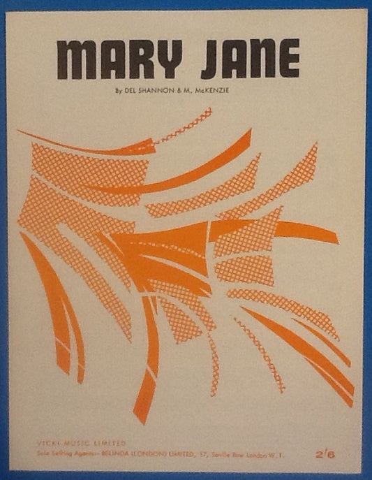 Del Shannon and M. McKenzie Mary Jane Original Mint Sheet Music 1964