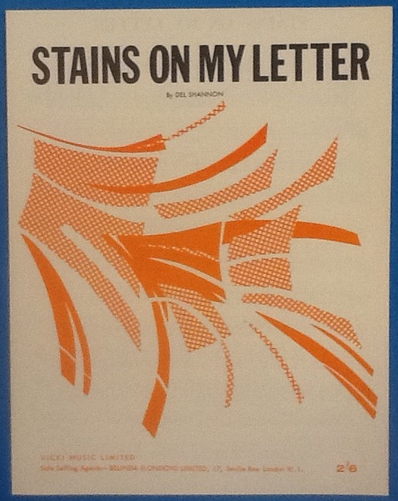 Del Shannon Stains On My Letter  Original Mint Sheet Music 1964