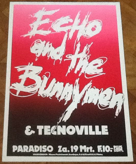 Echo and the Bunnymen Original Concert Tour Gig Poster Paradiso Club Amsterdam 1983