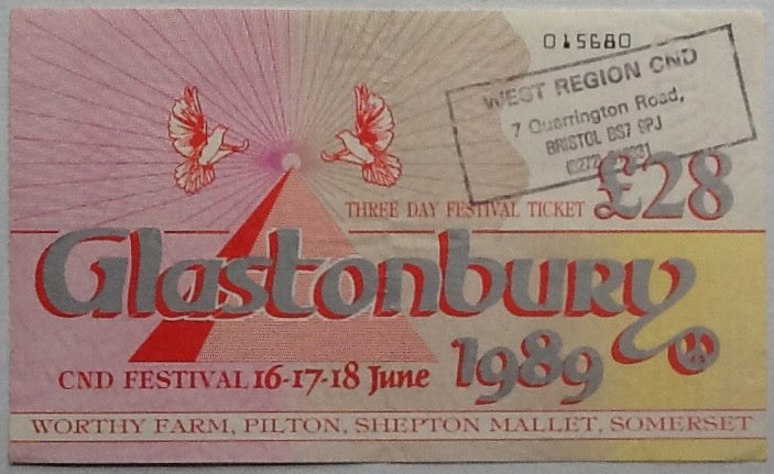 Elvis Costello Van Morrison Original Concert Ticket Glastonbury 1989