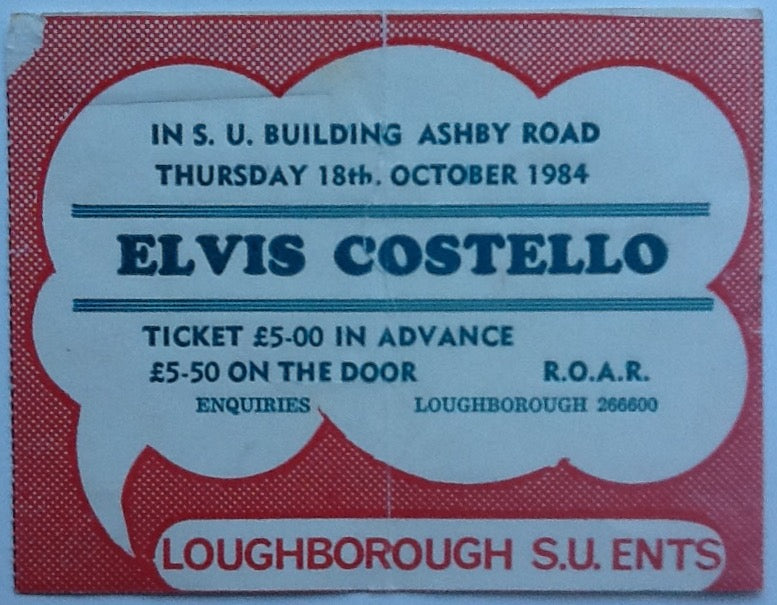 Elvis Costello Original Used Concert Ticket Loughborough University 1984