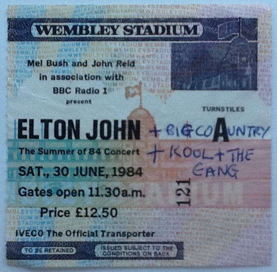Elton John Original Used Concert Ticket Wembley Stadium London 30th Jun 1984