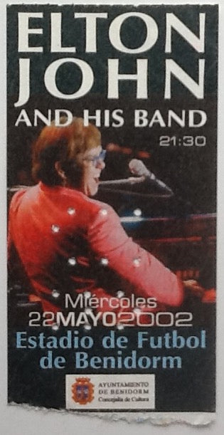 Elton John Original Used Concert Ticket Estadio de Futbol de Benidorm Spain 2002