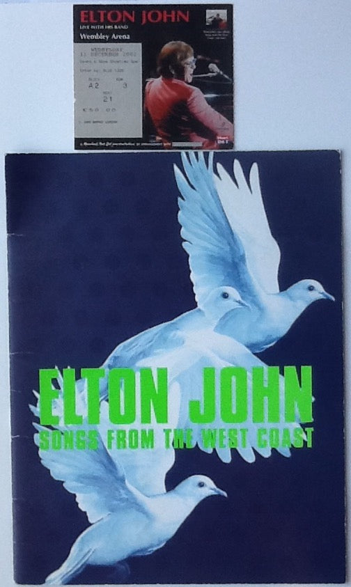 Elton John Original Concert Programme & Ticket Songs From The West Coast Tour 2002