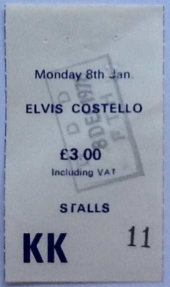 Elvis Costello Original Used Concert Ticket Free Trade Hall Manchester 1979