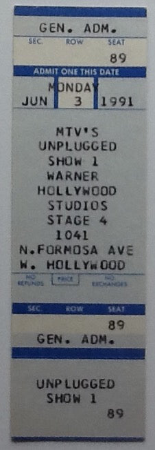 Elvis Costello Unused Concert Ticket Warner Hollywood Studios California 1991
