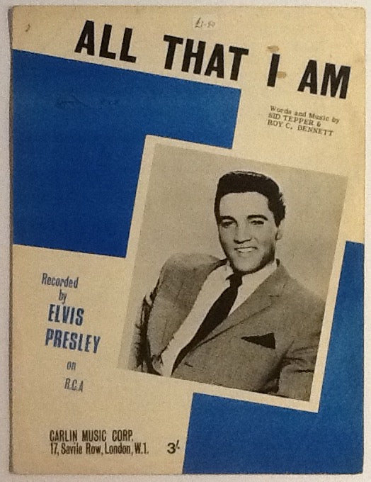 Elvis Presley All That I Am Original Sheet Music 1966