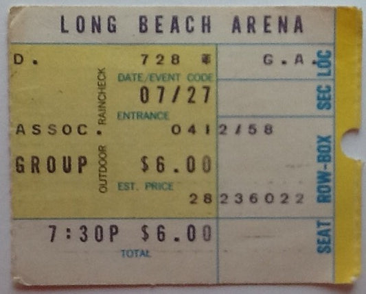 Edgar Winter Group Original Used Concert Ticket Long Beach Arena 1973