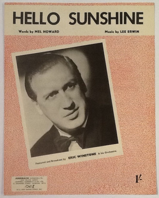 Eric Winstone Hello Sunshine Original Mint Sheet Music 1953