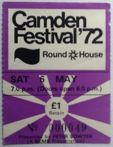 Faces Nazareth Original Used Concert Ticket Camden Festival Roundhouse London 1972
