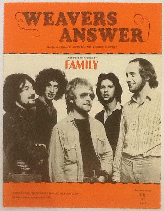 Family Weavers Answer Original Mint Sheet Music 1969