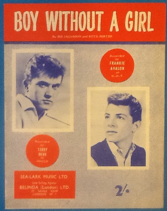 Frankie Avalon Terry Dene Boy Without A Girl Original Mint Sheet Music 1959