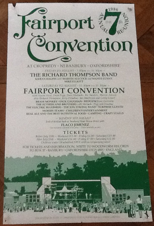 Fairport Convention Original Concert Tour Gig Poster Cropredy Banbury 1986