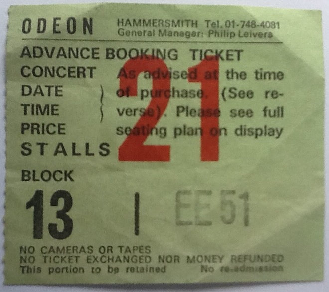 Firm Original Used Concert Ticket Hammersmith Odeon London 1984