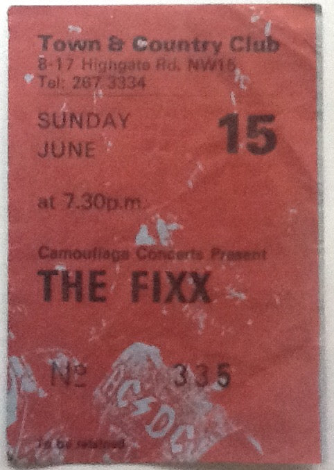 Fixx Original Used Concert Ticket Town & Country Club London 1986