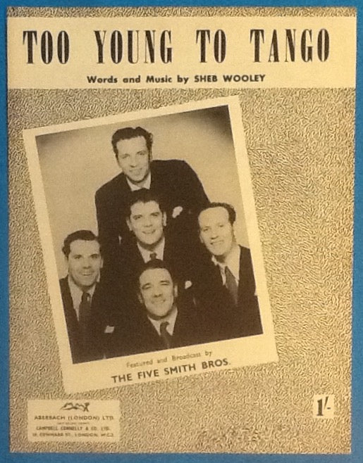 Five Smith Bros Too Young To Tango Original Mint Sheet Music