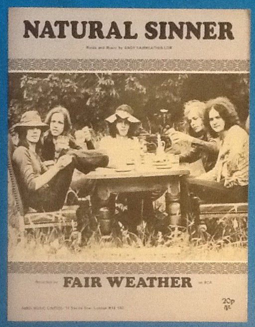 Fair Weather Natural Sinner Original Mint Sheet Music 1970