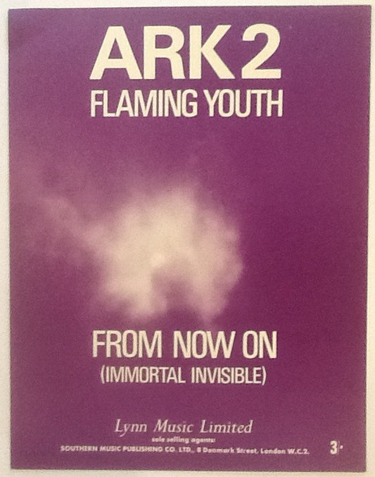 Flaming Youth Ark 2 From Now On (Immortal Invisible) Original Mint Sheet Music 1969