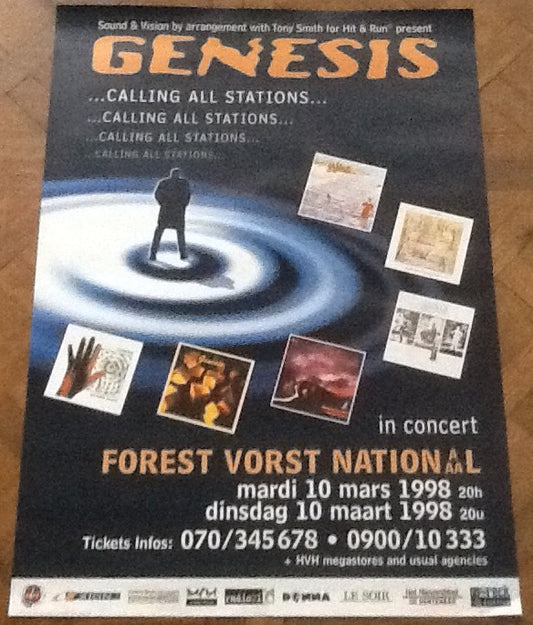 Genesis Original Concert Tour Gig Poster Forest Vorst National Brussels 1998