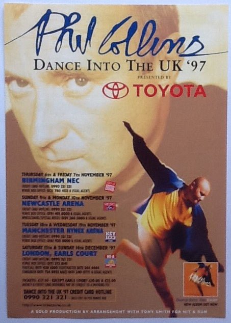 Phil Collins Original Concert Handbill Flyer Dance Into The UK Tour 1997