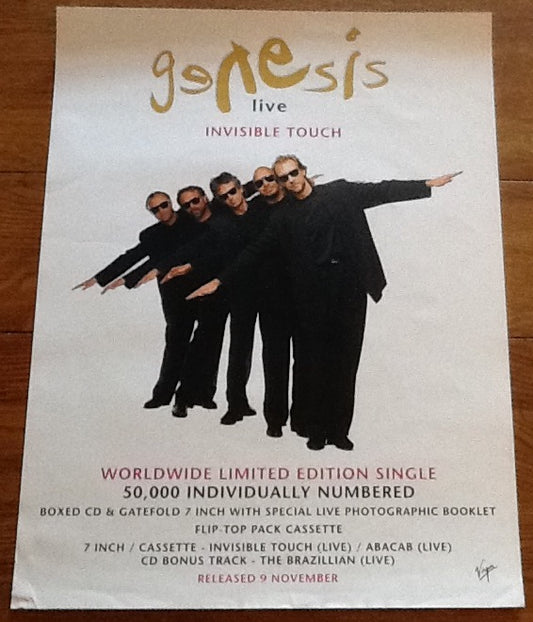 Genesis Invisible Touch Live Original Virgin Promo Poster 1992