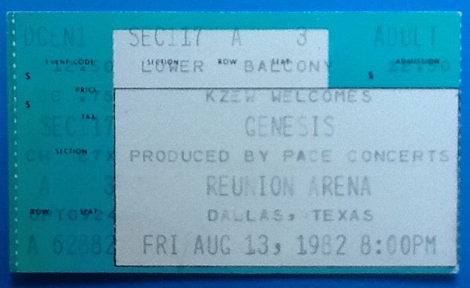 Genesis Original Used Concert Ticket Dallas 1982