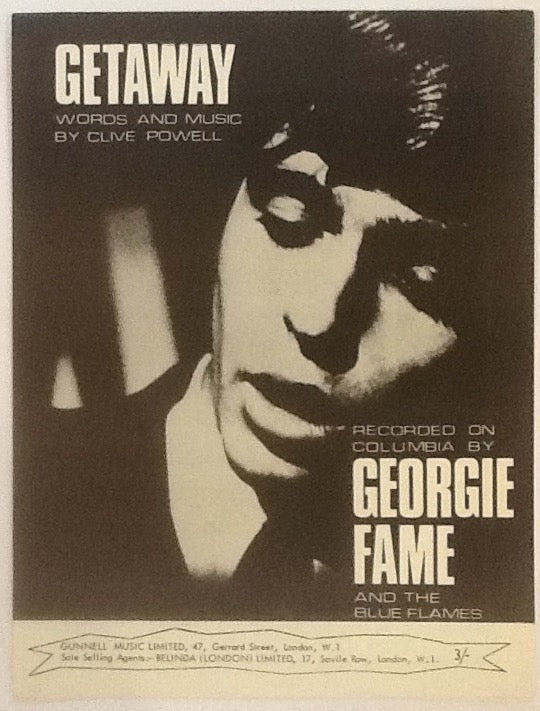 Georgie Fame Getaway Original Mint Sheet Music 1966