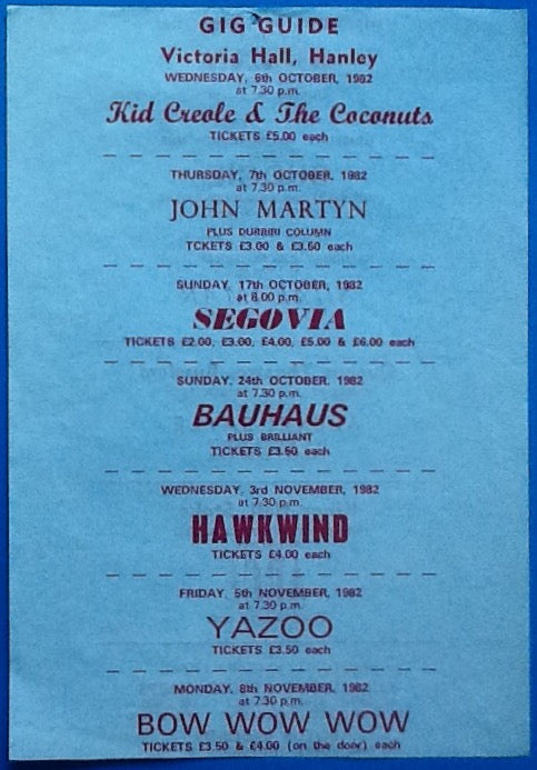 Gillan Yazoo Bauhaus Original Concert Handbill Flyer Victoria Hall Hanley 1982