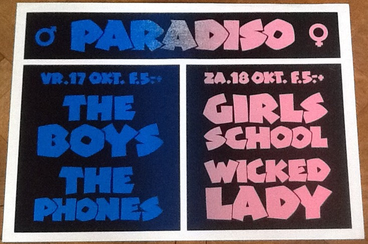 Girlschool The Boys Original Concert Tour Gig Poster Paradiso Club Amsterdam 1980