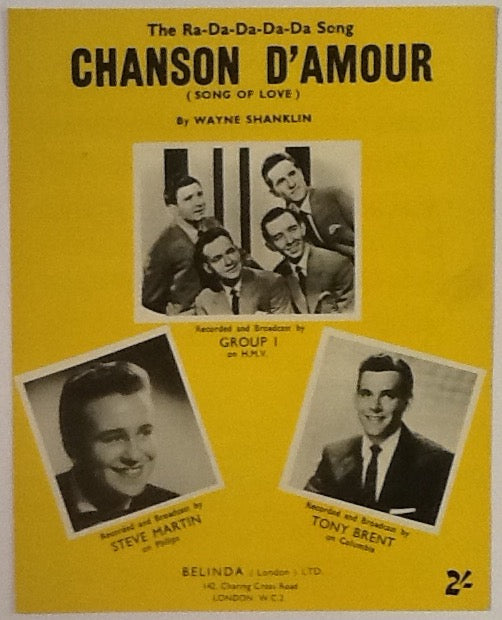 Group 1 Steve Martin Tony Brent Chanson D'Amour Original Mint Sheet Music 1958