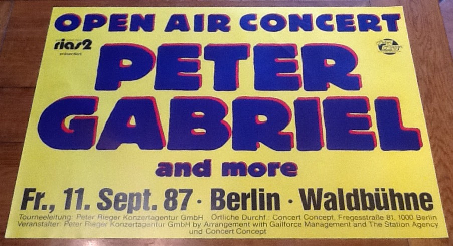 Genesis Peter Gabriel Original Landscape Concert Gig Tour Poster Waldbühne 1987