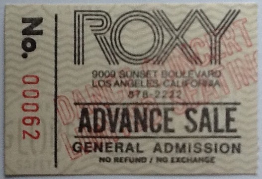 Graham Parker Used Concert Ticket Roxy Los Angeles 1982