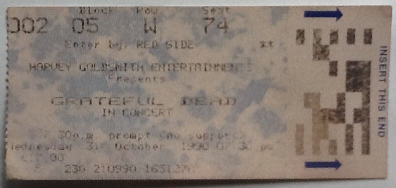 Grateful Dead Original Used Concert Ticket Wembley Arena London 1990