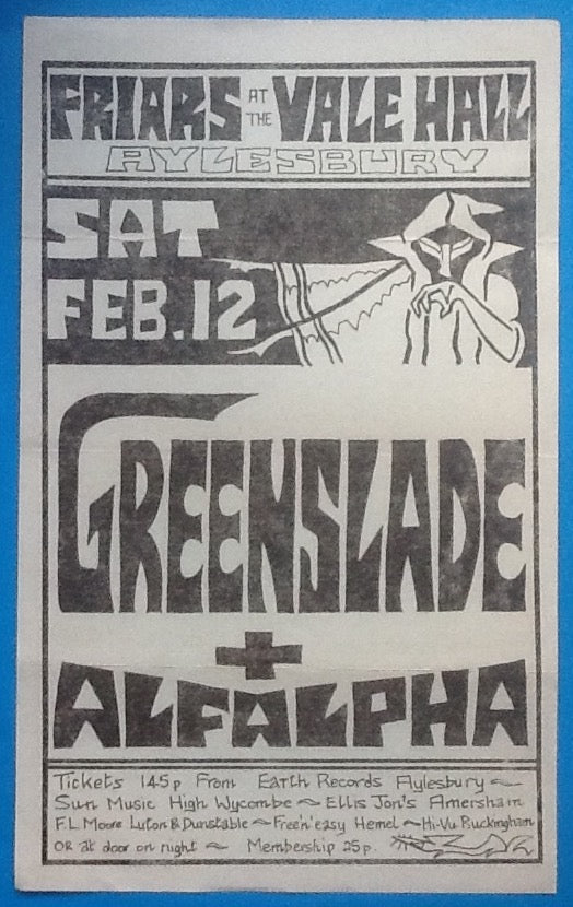 Greenslade Alfalpha Concert Handbill Flyer Friars Ayelsbury 1977