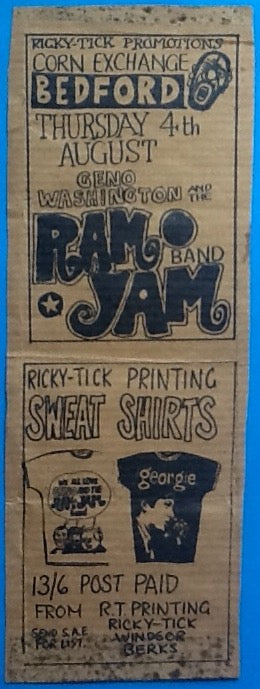 Geno Washington And The Ram Jam Band Original Concert Handbill Flyer Bedford 1966