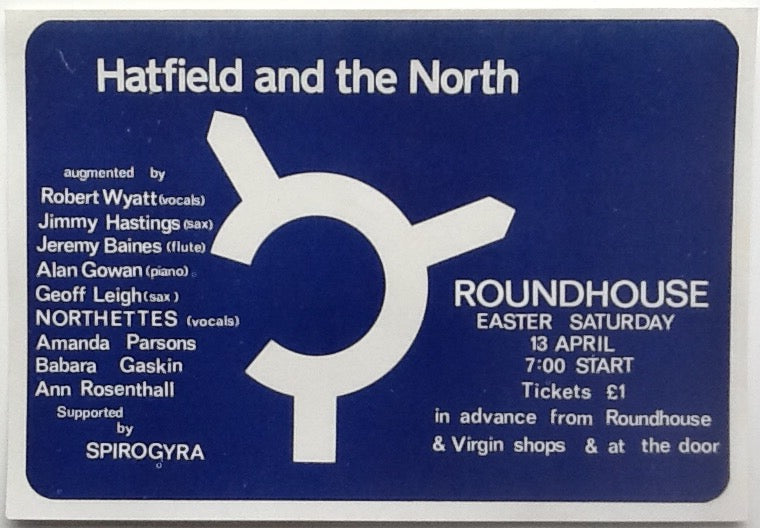Hatfield and the North Original Concert Handbill Flyer Roundhouse London 1974