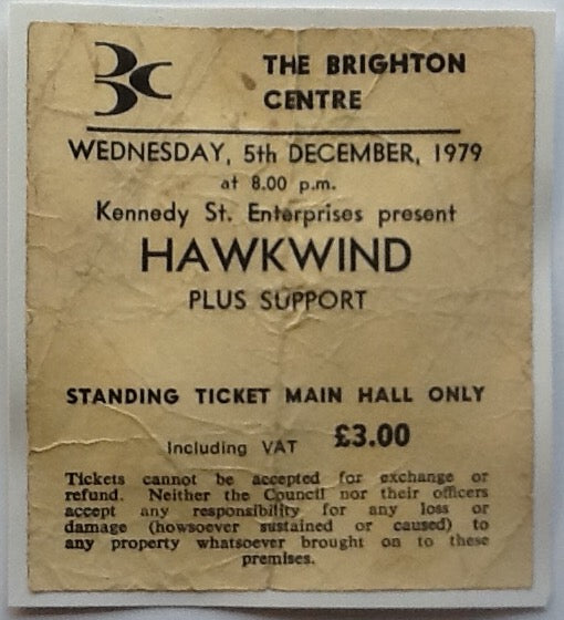 Hawkwind Original Used Concert Ticket Brighton Centre 1979
