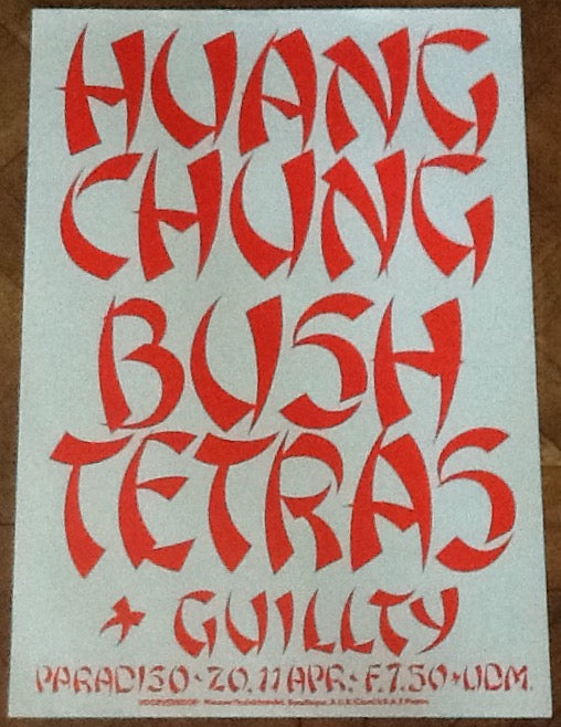 Huang Chung Bush Tetras Original Concert Tour Gig Poster Paradiso Club Amsterdam 1982