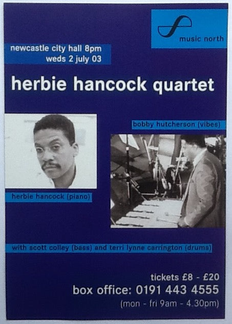 Herbie Hancock Quartet Original Concert Handbill Flyer City Hall Newcastle 2003